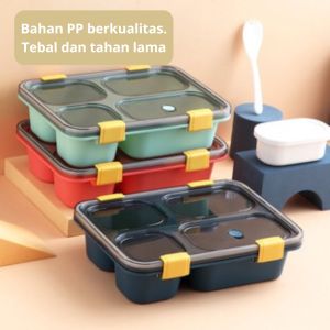 Mainland Kotak Bekal Makan Bento Lunch Box Microwavable Tempat Makan 3 & 4 Sekat Food Grade HMB101
