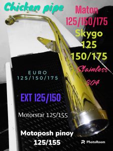 Stainless Steel Exhaust Chicken Pipe for Moto - EURO EXT MOTORSTAR MOTOPOSH MATON SKYGO 125/150/175 Models