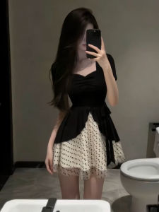 SENWA | French Style Polka Dot A-line Short Dress