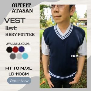 Rompi Rajut Pria Korea Oversize List H3rry P0tters List Putih / Rompi H4rry P0tter  - NOSH Vest Korea