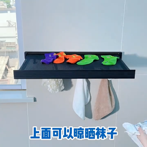 [SG Stock] Balcony Invisible Hook Folding Clothes Hanger Balcony Drying Net Non punching Toilet Towel Hanger Clothes