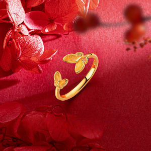 18k Gold Pawnable Saudi Original Double Butterfly Open Ring