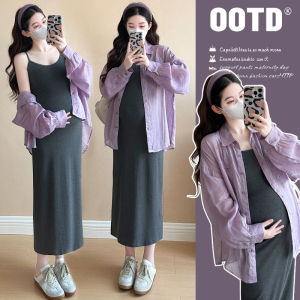 Fashion New Casual Comfort Pregnancy Wear Dress+Shirt Outerwear Two-Piece Set