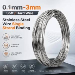 Stainless Steel Solid Single Strand Wire 0.1 0.2 0.3 0.4 0.5 0.6 0.8 1.0 1.2 1.5 2.0 2.5 3.0mm Soft Hard Binding Wire Ropos