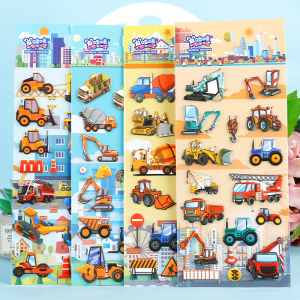 Kids Three-Dimensional Sticker Toy Excavator Vehicle Car Bubble Cotton Stickers Kindergarten Boy Reward