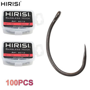 Hirisi 100pcs Barbless Fishing Hooks High Carbon Steel PTFE Coated 8012 High Quality Fishing Accessories Novelties