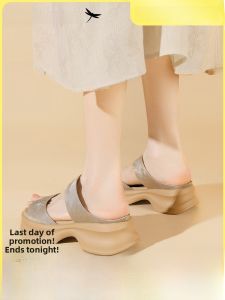 Fashionable Thick Heel Sandals for Women Summer Outdoor Wear with Skirts Red Dragonfly Ladies Slippers Casual Comfortable Shoes