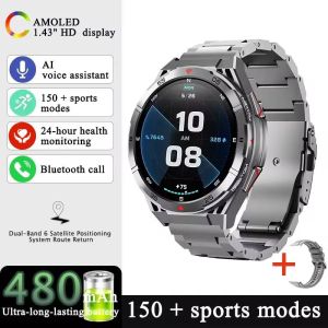 Rugged GPS Smart Watch for Men Dual Band AMOLED HD Touch Screen 50Meter Waterproof 3-Proof Smartwatch for Sports Free Shipping