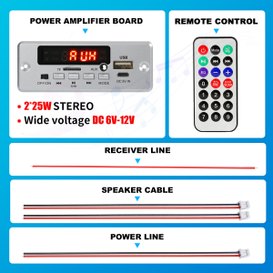 50W Amplifier Bluetooth 5.0 MP3 Decoder Board 12V Wireless Music Player Audio Modul USB TF AUX FM Radio for Speaker Handsfree