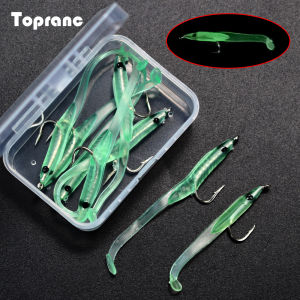 Topranc 6Pcs/Box Night Fish-Attracting Soft Bait Simulated Small Eel Soft Lure with Hook