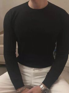 เสื้อสเวตเตอร์ถักคอปกสั้นผู้ชาย แขนยาว ระบายอากาศได้ดี ทรงเข้ารูป เส้นใยโพลีเอสเตอร์ แฟชั่นฤดูใบไม้ร่วง