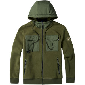 Jeep | Jeep Mens Thickened Fleece Jacket Hooded Breathable Anti-static Workwear Lightweight Windproof Waterproof Outdoor Casual Coat