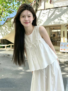 NIUVIES | White Bow Sleeveless Maxi Dress