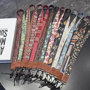 Crossbody Cell Phone Lanyard Retro Print Adjustable Hanging Neck Strap Universal for Most Mobile Phones Students
