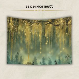 VIKAMA Golden Willow Firefly Forest Phong Cách Vẽ Tranh Sơn Dầu Tấm Thảm Polyester Chữa Bệnh Nền Phòng Khách Trang Trí Tường