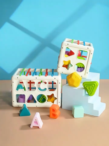 Baby Sensory & Learning Toys for 6 Months+ –Animal Drum Rattle Tambourine & ABC Shape Sorter