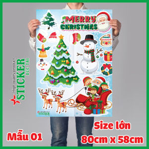 Miếng Dán Decal Trang Trí Giáng Sinh. Dùng trang trí mặt tiền gian hàng nhà cửa phòng khách...