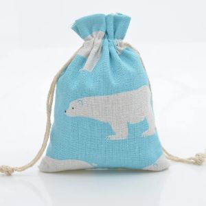 10pcs/lot Red Rose Printing Cotton Linen Bag Wedding Candy Drawstring Bag Travel Small Object Storage Bag Christmas Gift Bag