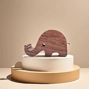 OUHOE | Simple Creative Solid Wood Black Walnut Phone Stand Business Card Display Rack Home Office Desktop Decoration