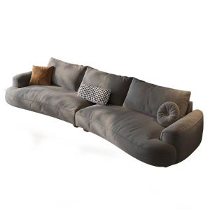Italian Style Creamy Cloud Small Apartment Sofa Modern Simple Luxury Cat Scratching Cloth Arc Straight Row Sofa Living Room