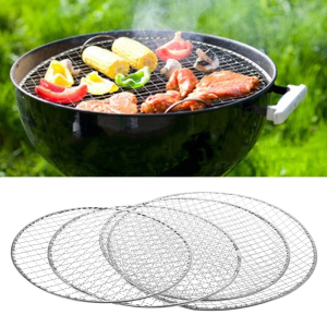 1pc/2pcs disposable barbecue net flat curved circular barbecue meat net household charcoal fire Barbecue Grill Basket Mesh