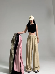 Ginza6 Japanese Poly Cotton High Waist Wide Leg Casual pants for women Yamamoto Trouser Pants 7753#