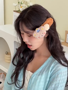 Kẹp Tóc Gấu Bông Teddy Mềm Mại Dễ Thương Màu Sắc Pastel Kẹo Ngọt Cho Bạn Gái