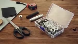 Grommet Tool Kit 100 Sets Grommets Eyelets 6mm 10mm 12mm 14mm Inside Diameter Silver for Clothes Shoes Bag Leather Crafts DIY