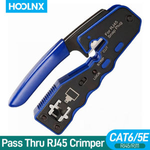 Hoolnx RJ45 đi qua crimper cho Cat5 CAT5e CAT6 Kết nối mạng STP UTP shielded Modular phích cắm 8p 8C công cụ uốn màu xanh (được xây dựng trong đi qua lưỡi)