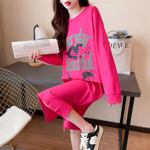 Pure Cotton T-Shirt Dress Women Casual Long Sleeve Spring Autumn New Loose plus Size Printed mid Length A-Line Dress