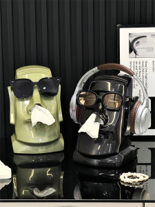 Luxury Sculpture Tissue Box Creative Stone Figure Living Room Coffee Table Decorative Accessories High-end Ornament Storage Box