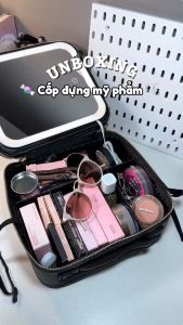 Koreluxco Túi đựng mỹ phẩm led túi đựng đồ makeup túi đựng đồ trang điểm túi đựng mĩ phẩm có gương hộp đựng mỹ phẩm có nắp