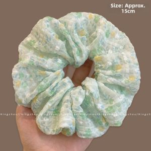 NING ZHOU | Green Polka Dot Floral Net Bow Hair Elastic Band