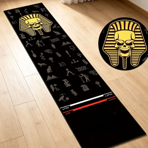 VIKAMA Egyptian Pharaoh Skull Dart Mat Hieroglyph Print Non Slip Throw Line Mat for Professional Darts Game Room Decor