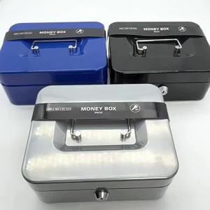Money Safe Box Money Security Safe Box with Key Portable Mini Piggy Bank Box of Metal Coin Jewelry Security Box