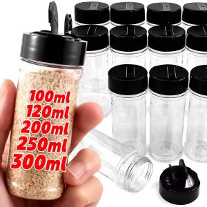Transparent Plastic Spice Bottle Containers / Condiment Powder Dispenser / Empty Seasoning Shakers / for Kitchen & Outdoor BBQ