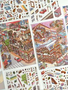 Landscape Corner Decor Stickers 2.0 Hot Spring Town Scenery Positioning