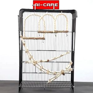 Parrot Natural Pepper Natural Wood Swing Ladder Climbing Ladder Toys Feet Claw Swing Toy Ringing Bell Birdcage Accessories Mainan Burung
