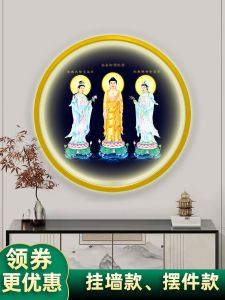 Buddha Image Background Painting Lamp Modern Decorative Artwork for Buddha Hall Home Decor Acrylic Print Universal Space