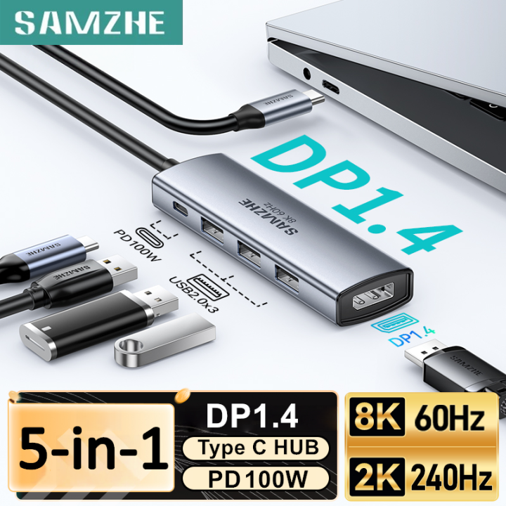 Samzhe USB C Dp B Chuy n i Hub 8k60hz 5 in 1 Tr m N i Pd100w Cho samzhe-usb-c-dp-b-chuy-n-i-hub-8k60hz-5-in-1-tr-m-n-i-pd100w-cho