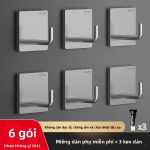 MONLEYTA | Móc treo tường bằng thép không gỉ chịu lực mạnh dán vào tường phòng tắm Móc treo quần áo bằng kim loại không cần đục lỗ