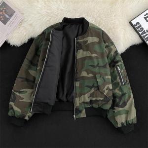 American Street Style Mens Double-Sided Wear Thickened Warmth Flight Jacket Cotton Baseball Coat Outerwear Casual Youth Trend