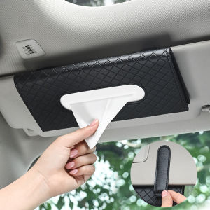 New Car Tissue Box Soft Leather Auto Car Truck Sun Visor Hanging Holder Car Tissue Boxes Auto Interior Storage Accessories