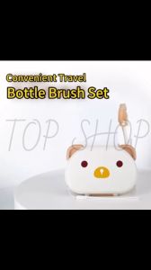 TOP SHOP Silicone Milk Bottle Brush Portable Milk Bottle Brush Set Baby Special Washing Bottle Storage Box Milk Bottle Cleaning Cartoon Milk Bottle Brush Travel Milk Bottle Brush Set