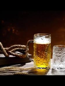 1/2PCS Beer Glass Cup 400ML Thick-Base Pint Mugs with Frosted Glacier Texture Bar Grade Glassware for Lager Whisky Craft Beer