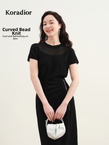 Koradior | Elegant Mesh Slim Fit Knitted Top
