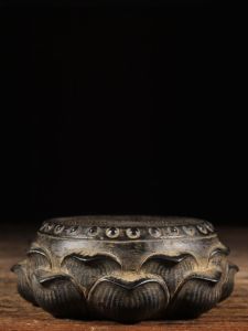 Retro Folklore Qingyi Stone Sculpture Lotus Stone Drum Base Pot Stand Cup Stand Chinese Style Vintage Ornament Home Decor