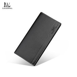 LouisWill กระเป๋าสตางค์ทรงยาวสำหรับผู้ชายกระเป๋าสตางค์ทรงยาวแบบยาวแฟชั่นสำหรับหนัง PU ยาวกระเป๋าสตางค์ธุรกิจกระเป๋าสตางค์หนังนิ่มบางพิเศษกระเป๋าเดินทางผู้ที่ใส่บัตรใส่บัตรประชาชน Pouch Koin