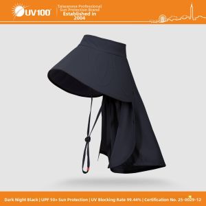 UV100 | Womens Open Top Wide Brim Neck Protection Sun Hat