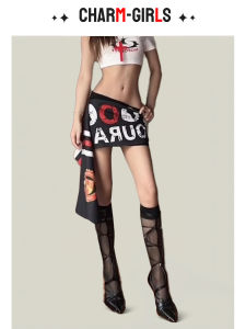 Váy Ngắn Cạp Cao Chữ a Họa Tiết Chữ Cái Phong Cách Mỹ Gợi Cảm Cổ Điển Váy Ngắn Quần Áo Nữ Mùa Hè 2025